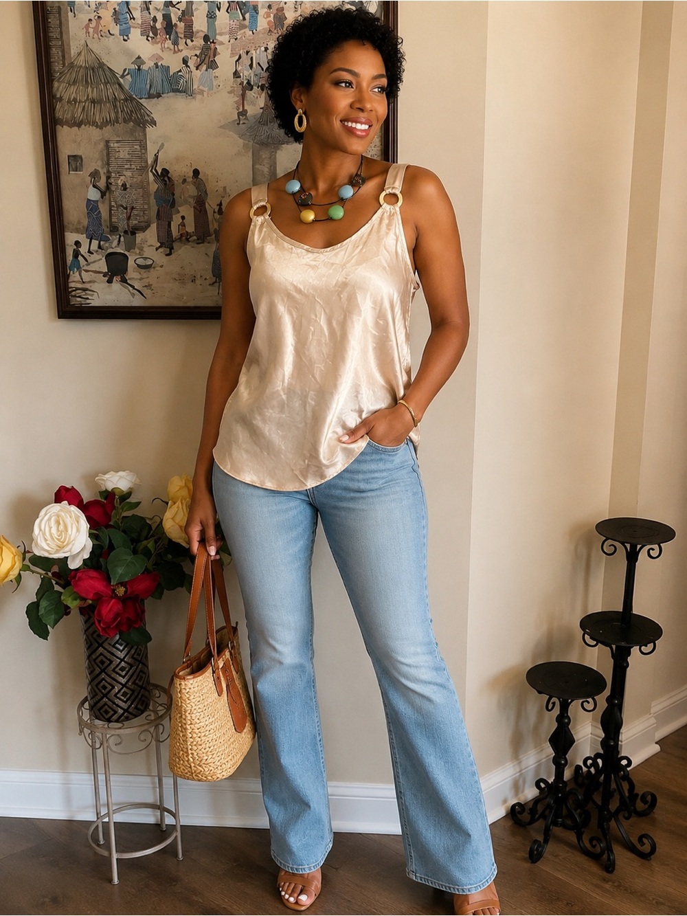 Women's Light Blue Flare Jeans - Classic High-Rise Denim